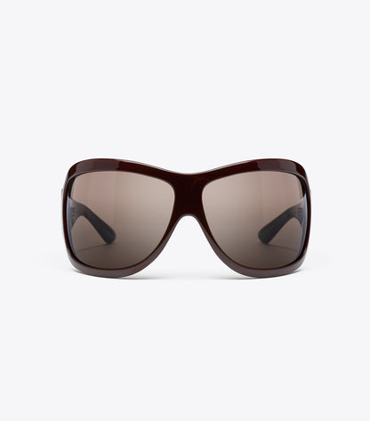 Tory Burch Popular - Runway Wrap Sunglasses - Red/Brown/Brown