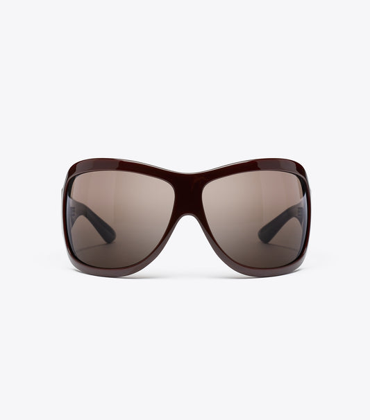 Tory Burch Popular - Runway Wrap Sunglasses - Red/Brown/Brown
