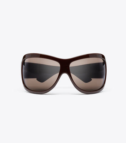 Tory Burch Popular - Runway Wrap Sunglasses - Red/Brown/Brown