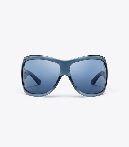 Tory Burch Great Value - Runway Wrap Sunglasses - Transparent Navy/Dark Blue