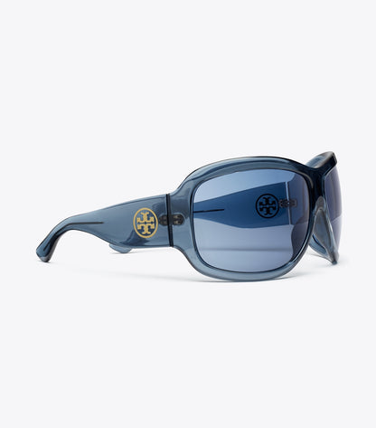 Tory Burch Great Value - Runway Wrap Sunglasses - Transparent Navy/Dark Blue
