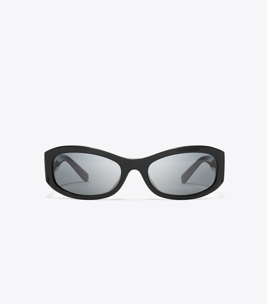 Tory Burch Featured - Miller Rectangle Sunglasses - Black/Dark Gray