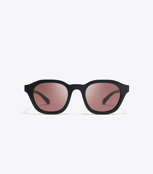 Tory Burch Everyday - Kira Round Sunglasses - Black/Dark Violet Polar