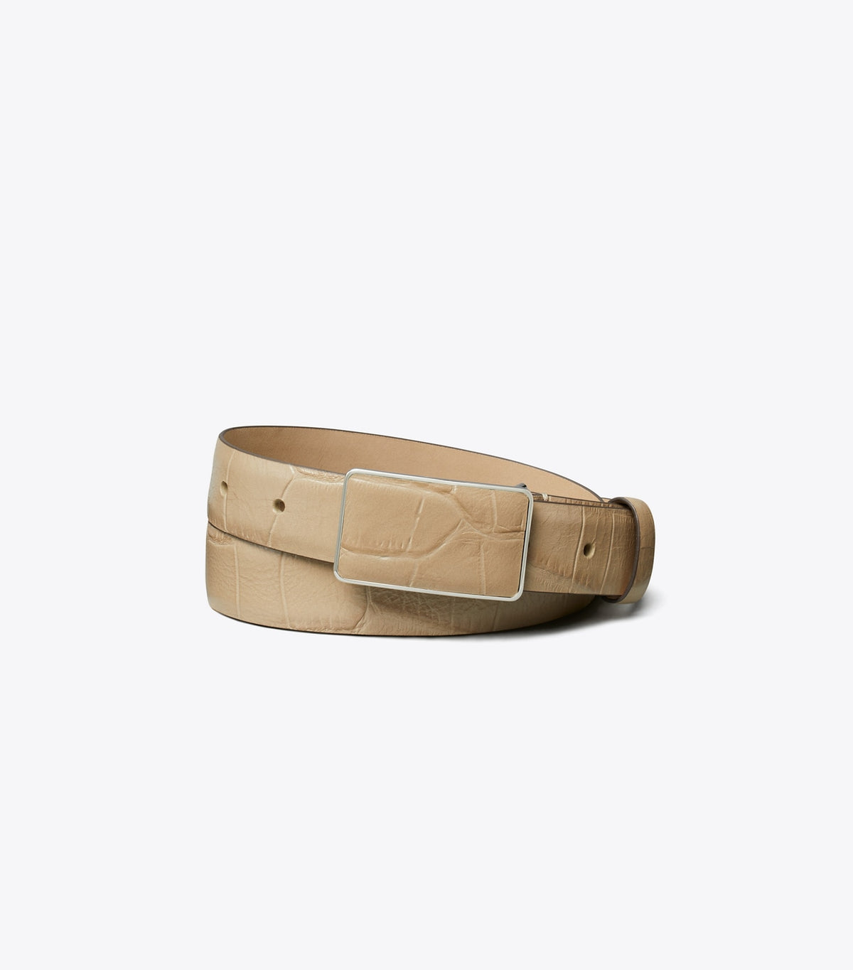 Tory Burch Recommended - Plate Croc-Embossed Belt - Ginger Leaf/Silver