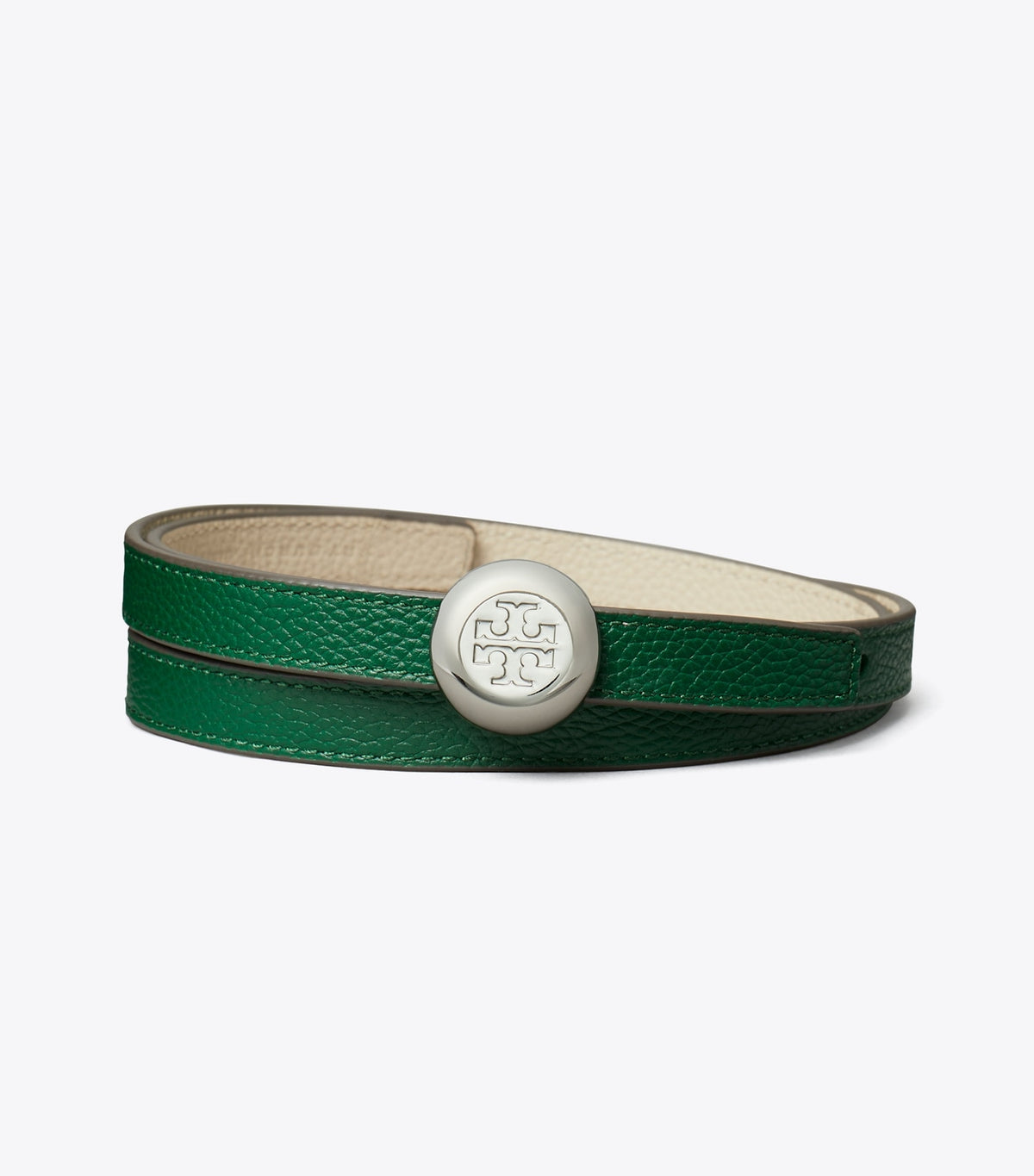 Tory Burch Great Value - Romy Reversible Belt - Dark Kale / Light Stone / Silver