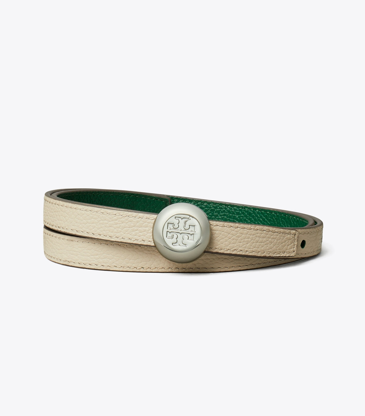 Tory Burch Great Value - Romy Reversible Belt - Dark Kale / Light Stone / Silver