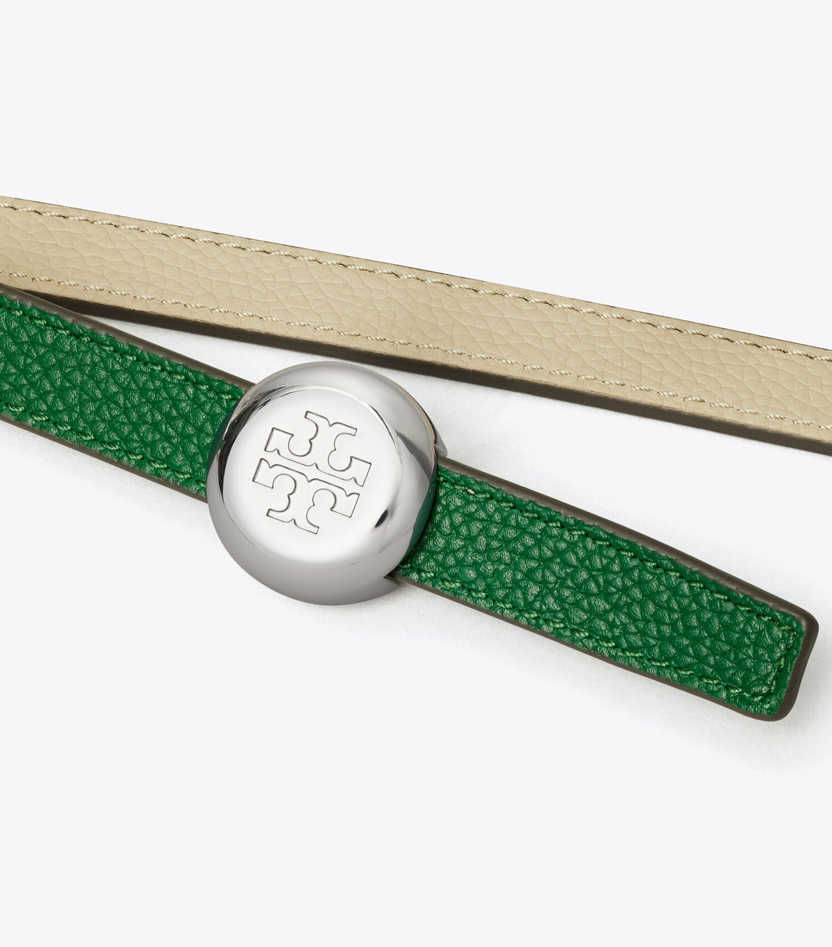 Tory Burch Great Value - Romy Reversible Belt - Dark Kale / Light Stone / Silver