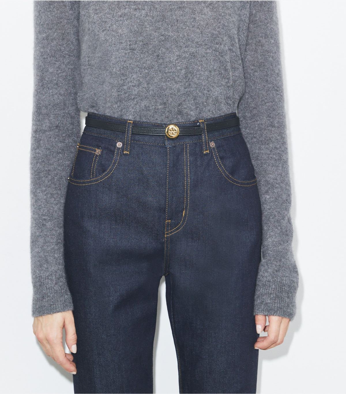 Tory Burch Great Value - Romy Reversible Belt - Dark Kale / Light Stone / Silver