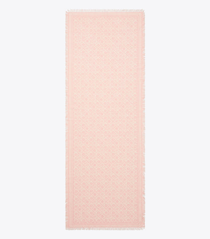 Tory Burch Popular - T Monogram Floral Oblong Scarf - Pink T Monogram