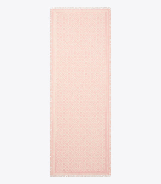 Tory Burch Popular - T Monogram Floral Oblong Scarf - Pink T Monogram