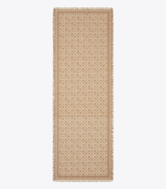 Tory Burch Hot Sale - T Monogram Floral Oblong Scarf - Chocolate T Monogram