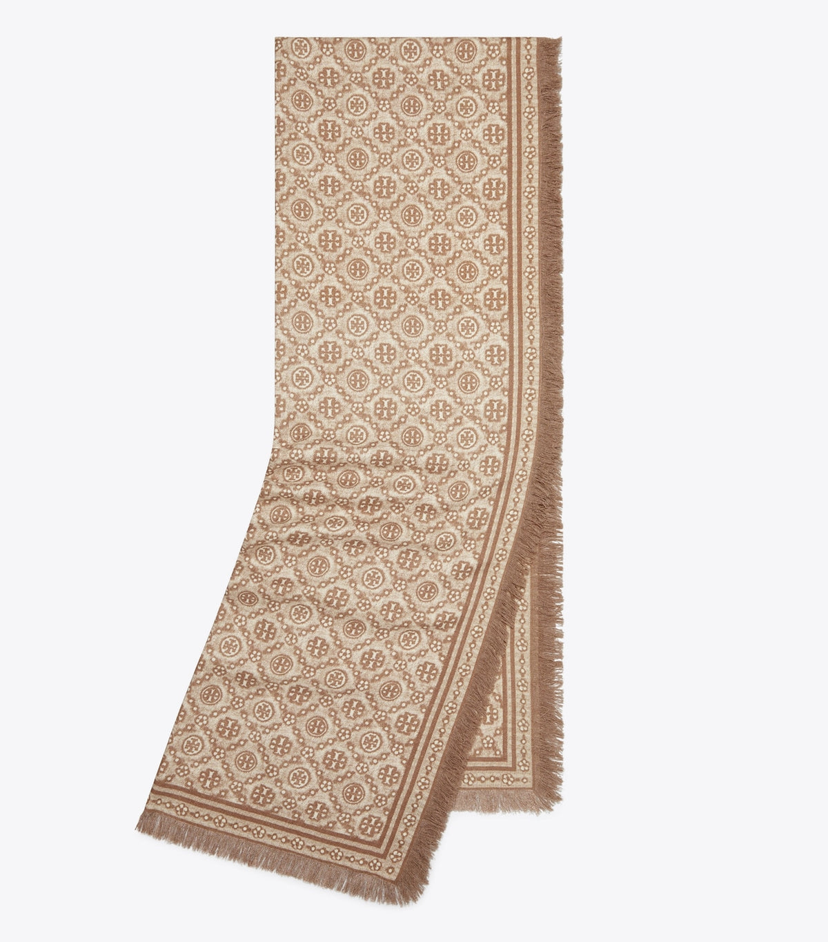 Tory Burch Hot Sale - T Monogram Floral Oblong Scarf - Chocolate T Monogram