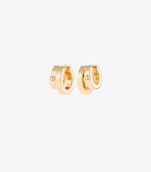 Tory Burch Latest - Icon Enamel Double Hoop Earrings - Tory Gold / New Ivory