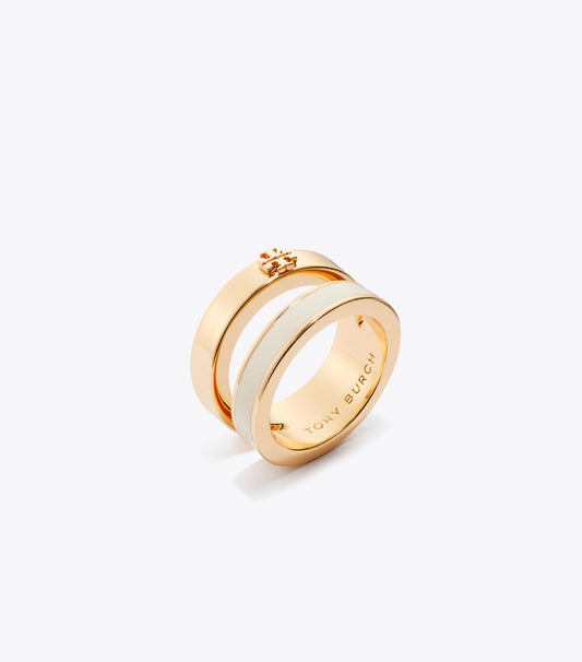 Tory Burch Everyday - Icon Enamel Double Ring - Tory Gold / New Ivory
