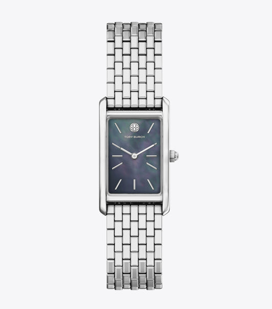 Tory Burch Best Seller - Slim Eleanor Watch - Black Mother-Of-Pearl/Silver