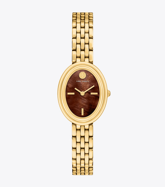 Tory Burch Hot Sale - Oval Watch - Chocolate Mother-Of-Pearl/Gold