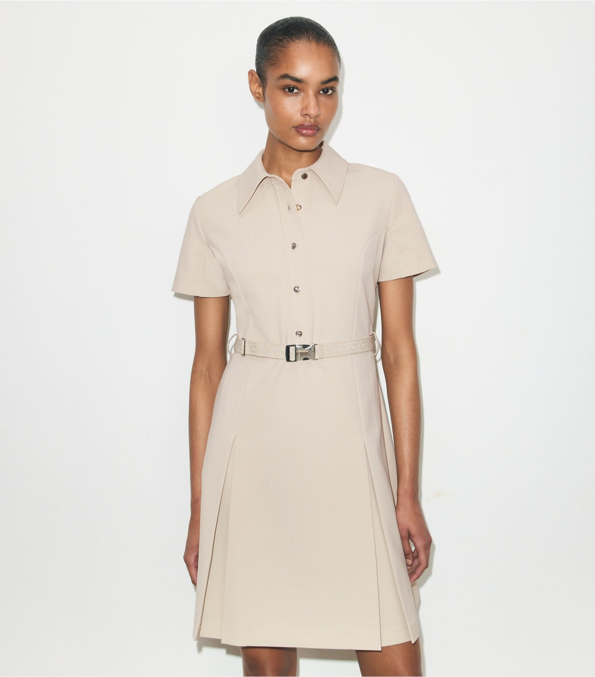 Tory Burch Great Value - Short-Sleeve Pleated Golf Dress - Stone