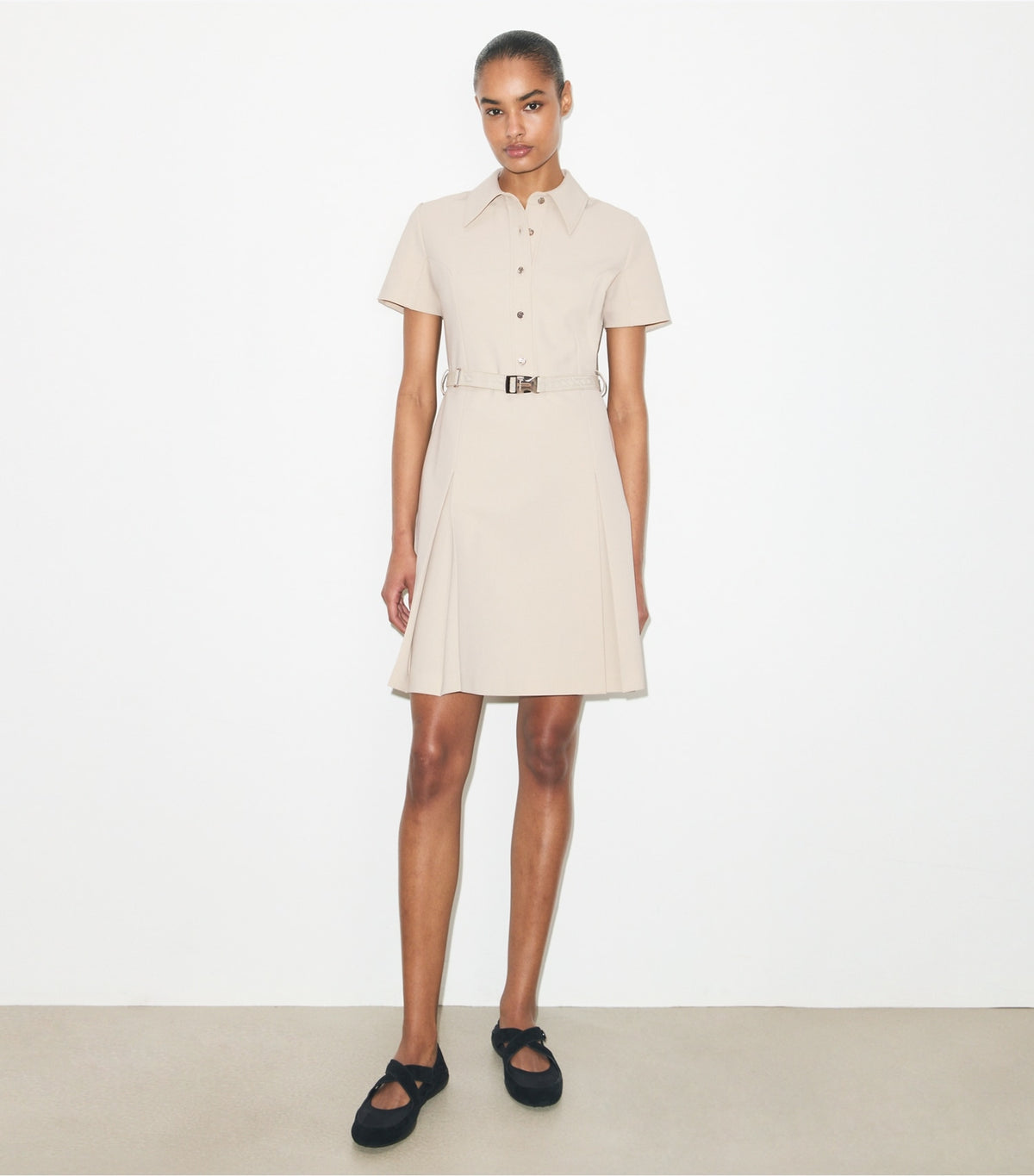 Tory Burch Great Value - Short-Sleeve Pleated Golf Dress - Stone