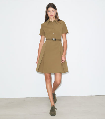 Tory Burch Signature - Short-Sleeve Pleated Golf Dress - Olive