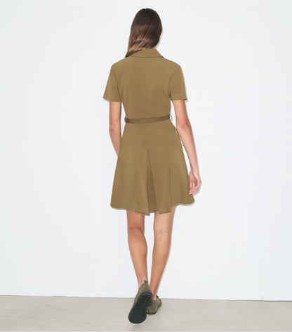 Tory Burch Signature - Short-Sleeve Pleated Golf Dress - Olive