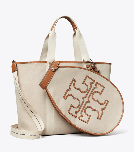 Tory Burch Great Value - Two-Tone Canvas Tennis Tote - Natural / Brown