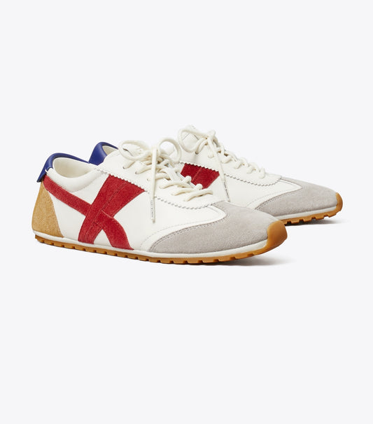Tory Burch Best Seller - Hank Field Sneaker - Cream / Tory Red / Gray