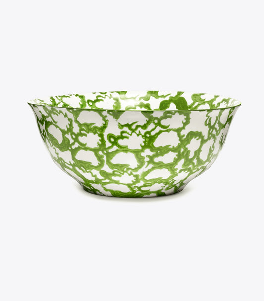 Tory Burch Popular - Spongeware Serving Bowl - Green/Smoke