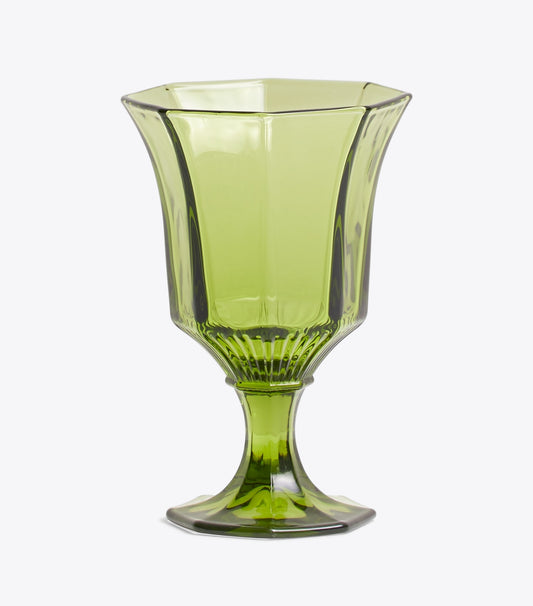 Tory Burch Latest - Pressed-Glass Wine Glass, Set of 4 - Green