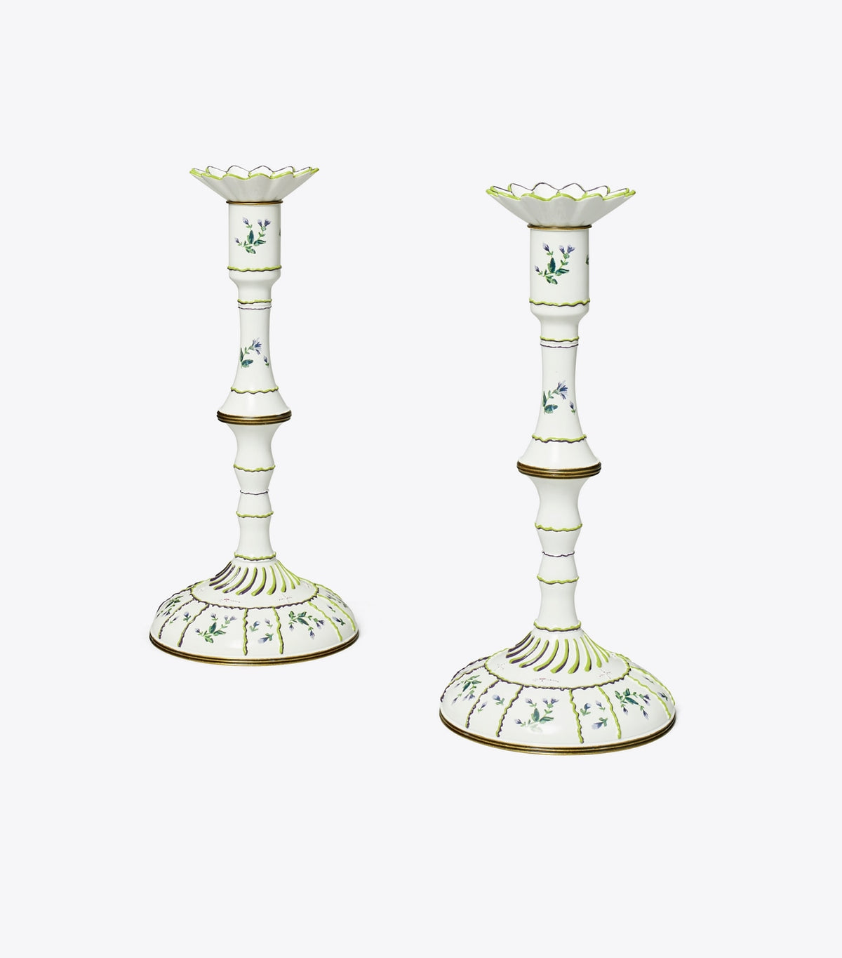 Tory Burch Everyday - Jolie Fleur Candlesticks, Set Of 2 - New Ivory