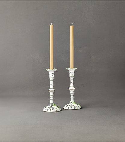 Tory Burch Everyday - Jolie Fleur Candlesticks, Set Of 2 - New Ivory