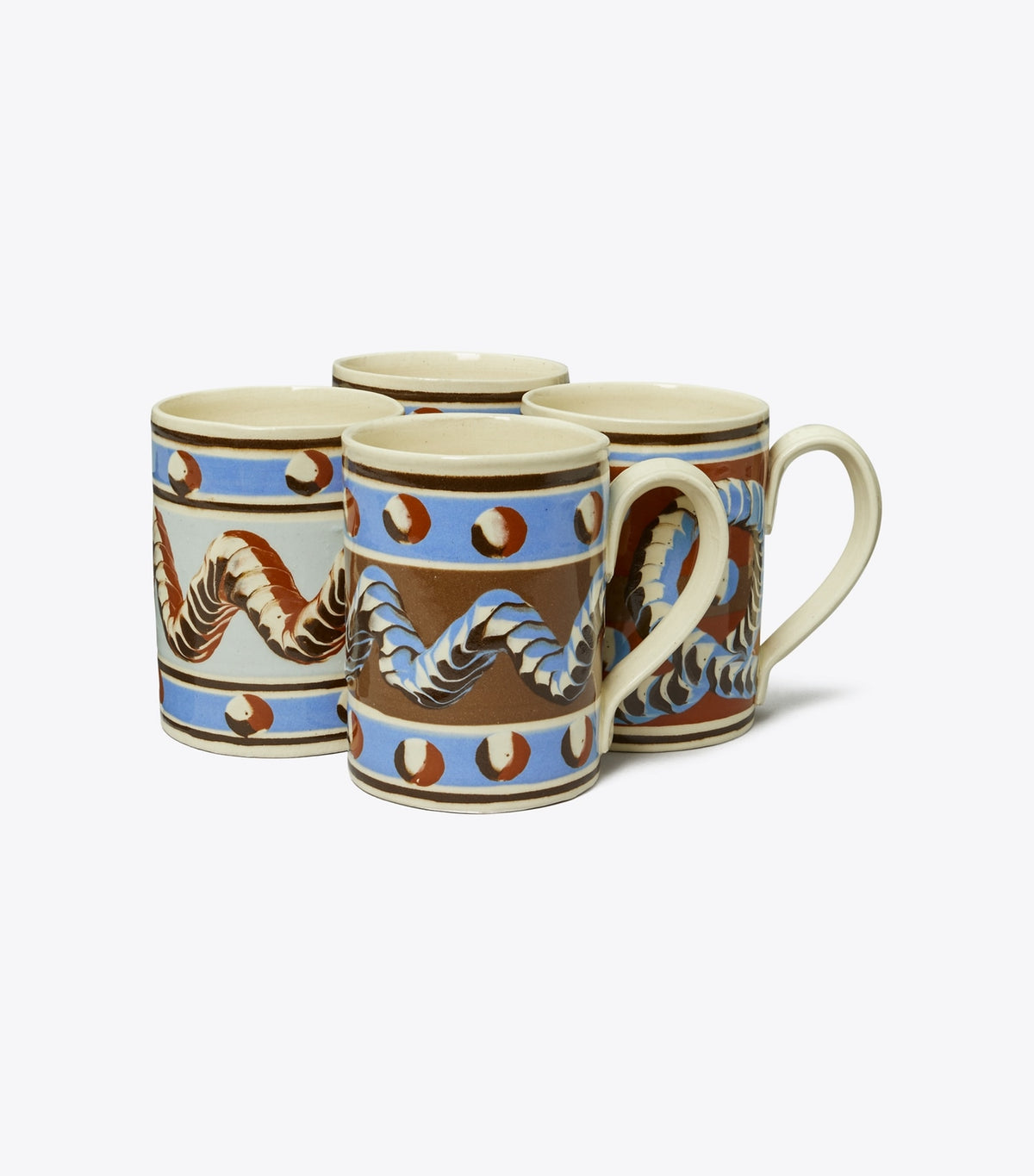Tory Burch Customer Favorite - Mochaware Mug, Set of 4 - Brown / Blue