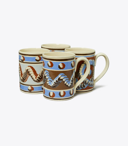 Tory Burch Customer Favorite - Mochaware Mug, Set of 4 - Brown / Blue