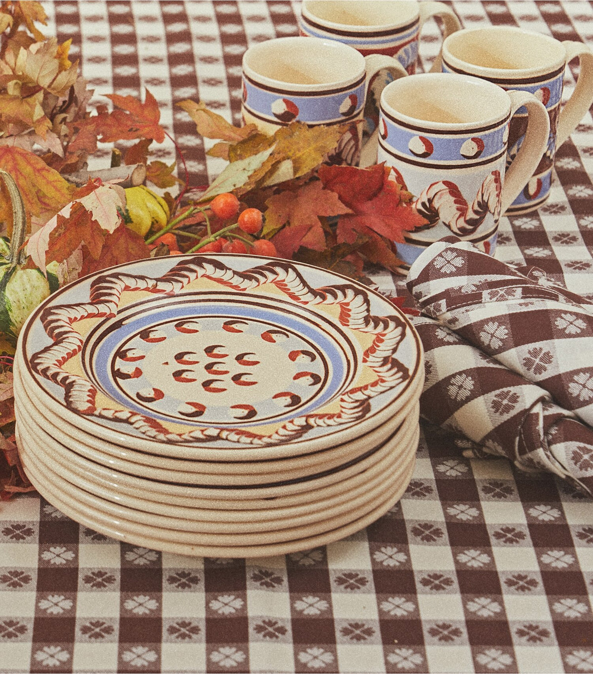 Tory Burch Customer Favorite - Mochaware Mug, Set of 4 - Brown / Blue