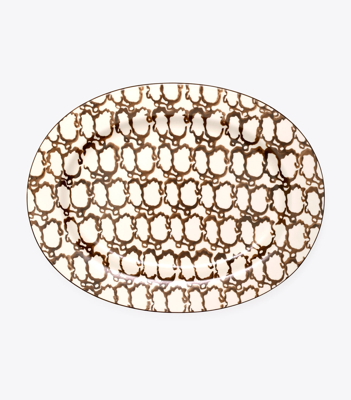 Tory Burch Great Value - Spongeware Oval Serving Platter - Brown / Smoke