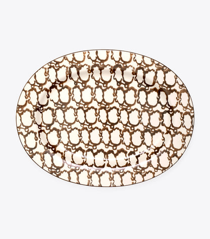 Tory Burch Great Value - Spongeware Oval Serving Platter - Brown / Smoke
