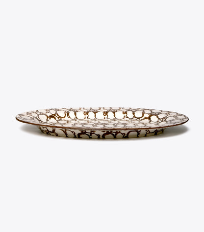 Tory Burch Great Value - Spongeware Oval Serving Platter - Brown / Smoke