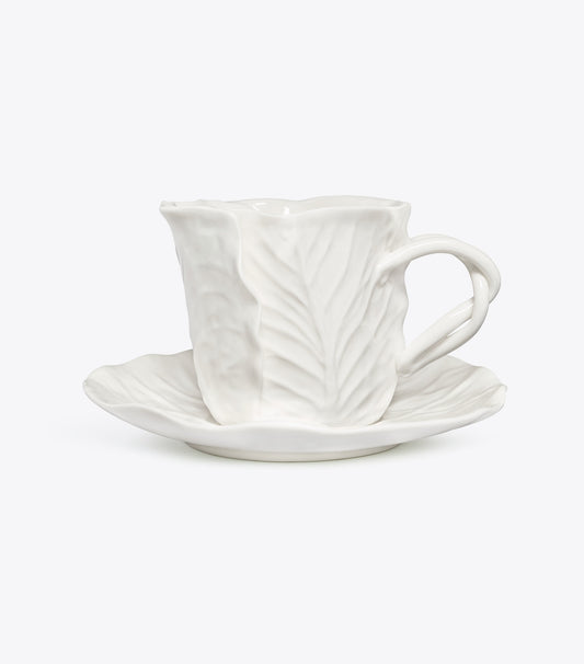 Tory Burch Everyday - Lettuce Ware Cup & Saucer, Set of 2 - White