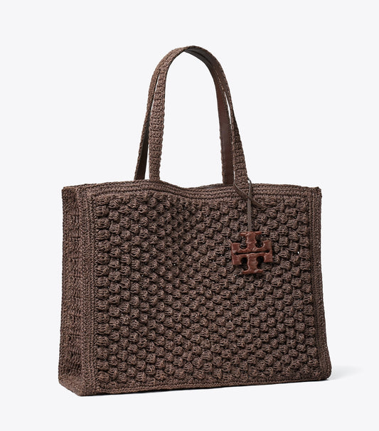 Tory Burch Quality - Large Ella Hand-Crocheted Popcorn Tote - Dark Cocoa
