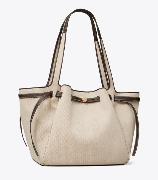 Tory Burch Classic - Romy Canvas Tote - Dusty Almond/ Bianco White