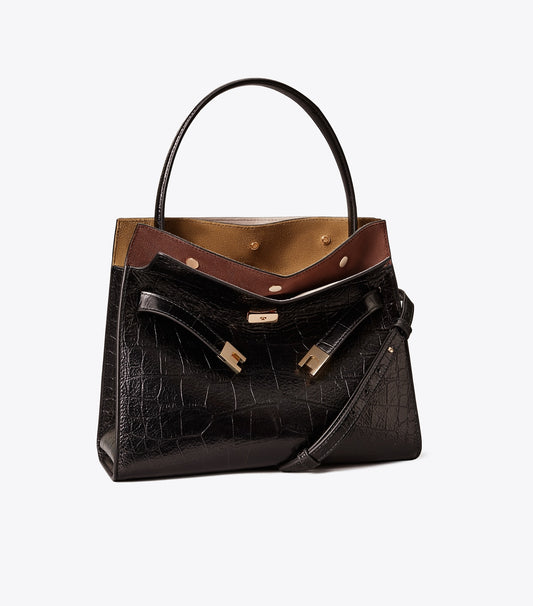 Tory Burch Quality - Small Lee Radziwill Embossed Double Bag - Black