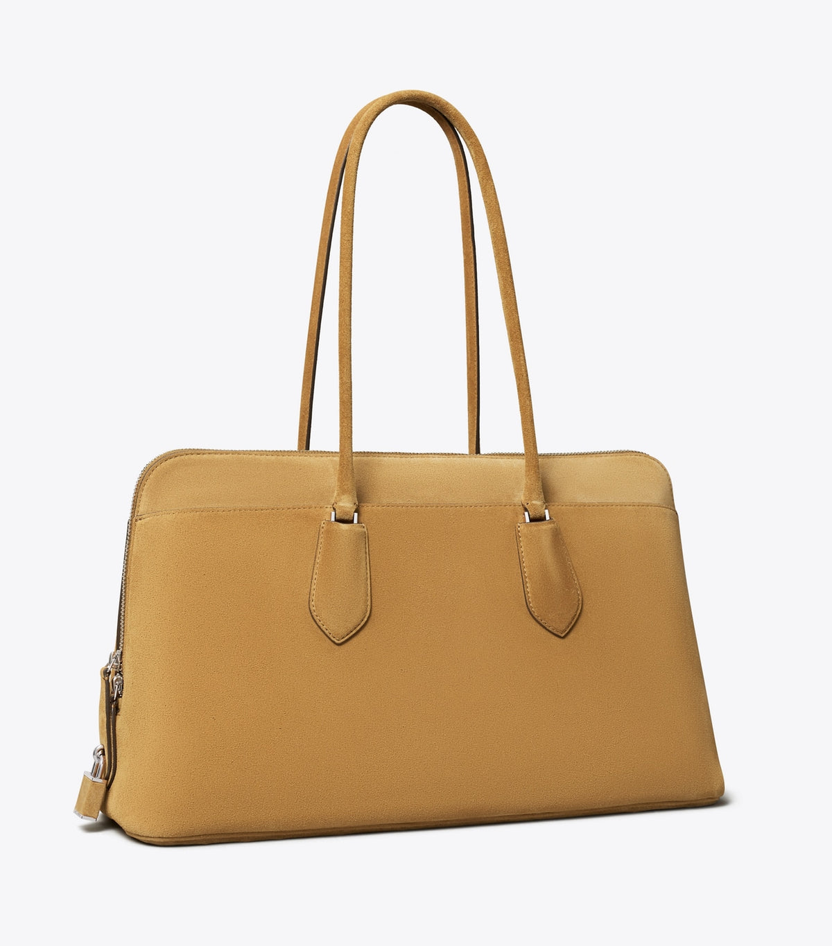 Tory Burch Hot Sale - Lock Suede Satchel - Toffee