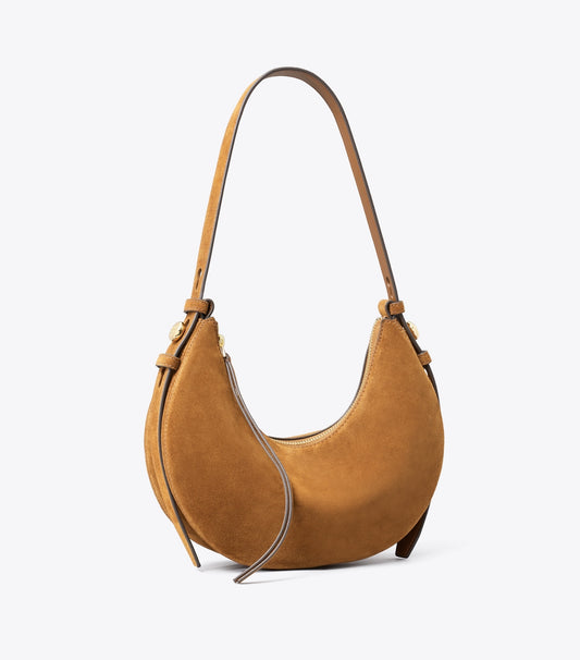 Tory Burch Featured - Romy Suede Half Moon Bag - Caramel
