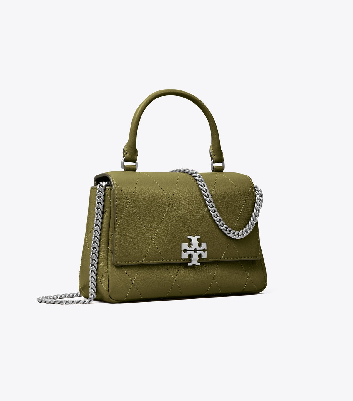 Tory Burch Top Pick - Mini Charlie Quilted Top-Handle Crossbody - Dark Olive