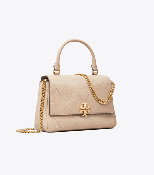 Tory Burch Recommended - Mini Charlie Quilted Top-Handle Crossbody - Soft Cement
