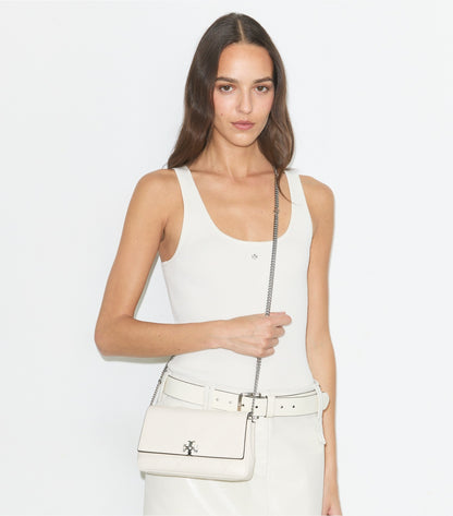 Tory Burch Customer Favorite - Charlie Quilted Chain Crossbody - Light Cream / Charms