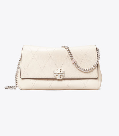 Tory Burch Customer Favorite - Charlie Quilted Chain Crossbody - Light Cream / Charms