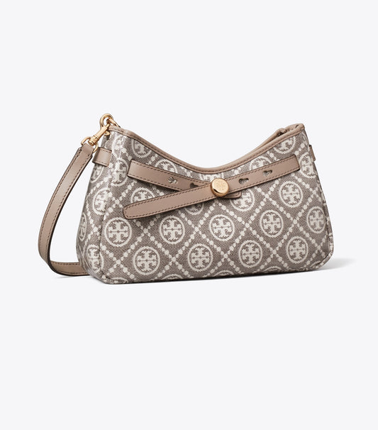 Tory Burch Customer Favorite - T Monogram Coated Jacquard Romy Zip-Top Crossbody Bag - Charcoal