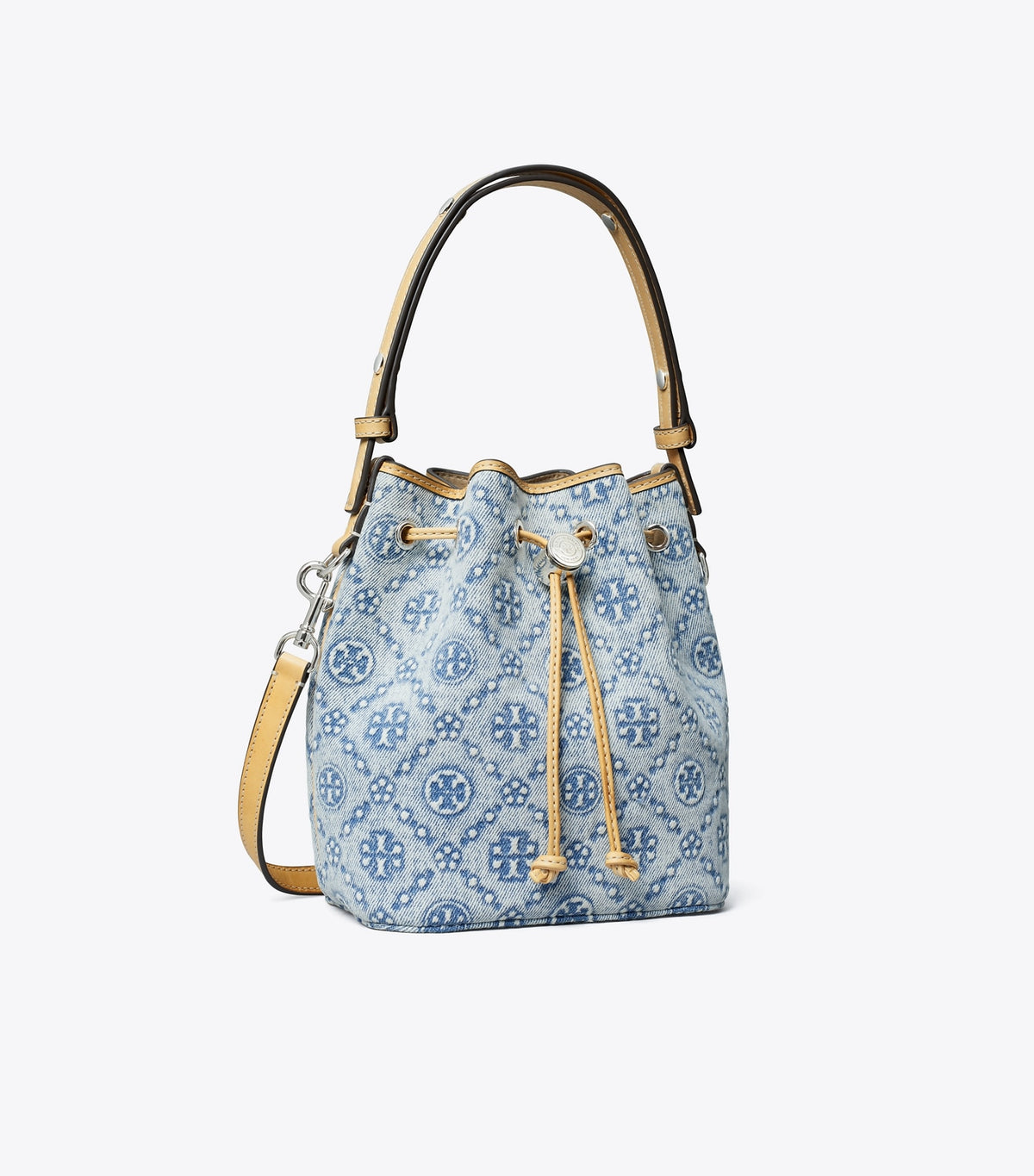 Tory Burch Special Offer - T Monogram Denim Mini Bucket Bag - Powder Blue