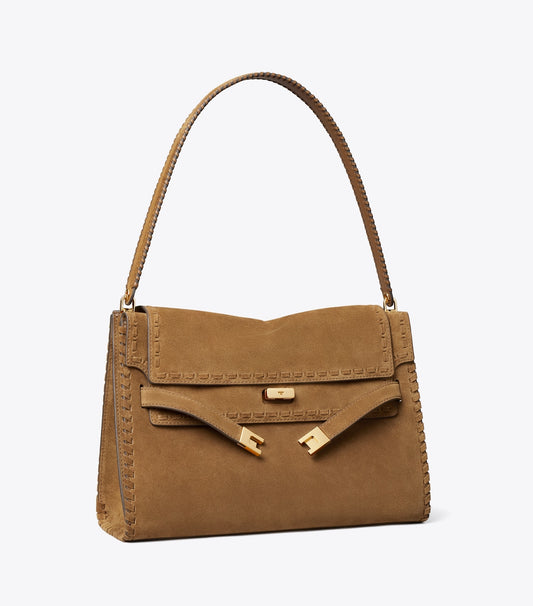 Tory Burch Popular - Large Lee Radziwill Suede Shoulder Bag - Wild Tabacco