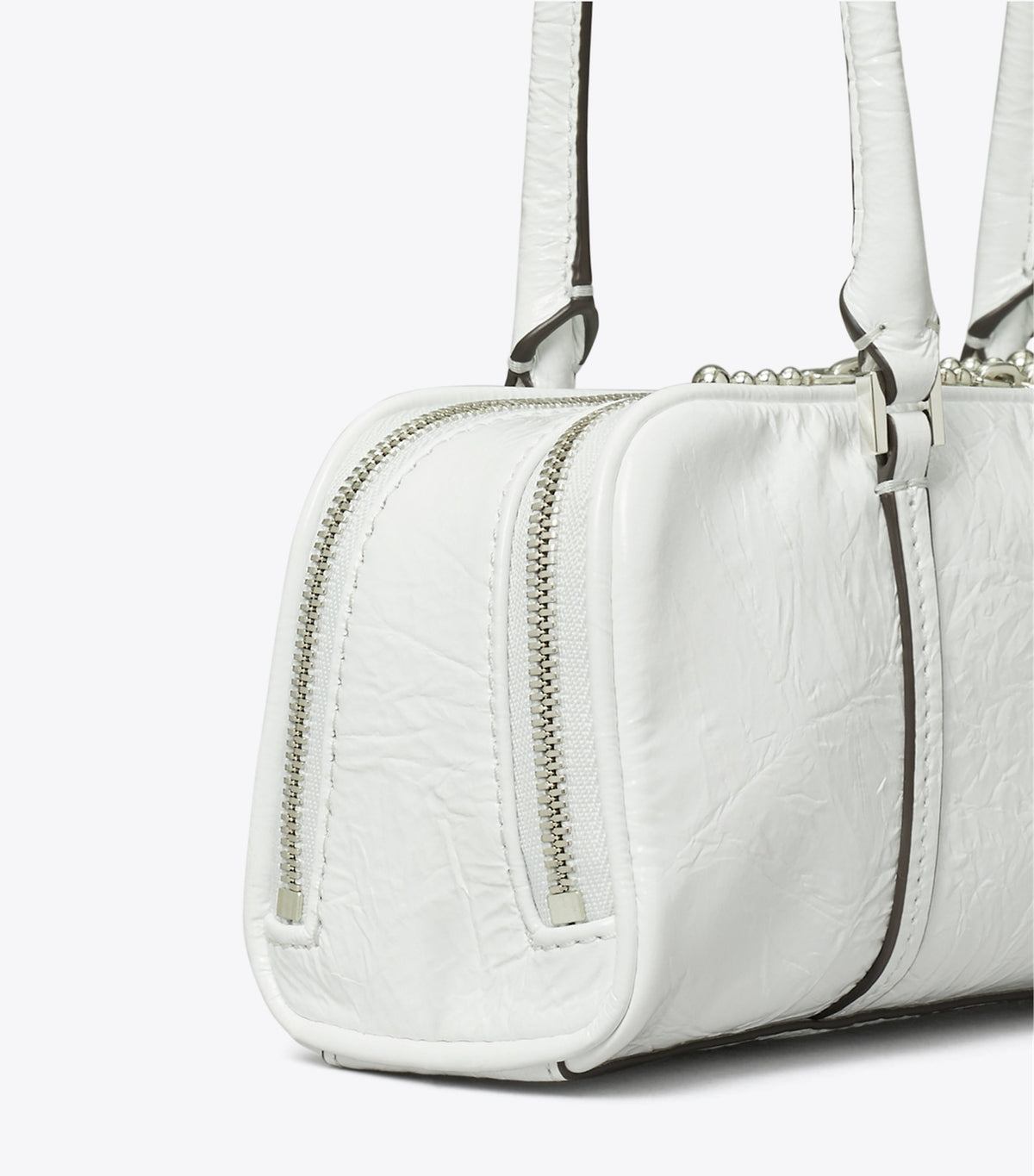 Tory Burch Trusted - Mini Crinkle Leather Marshmallow Satchel - White